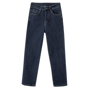 KZH真维斯直筒加绒牛仔裤女秋冬新款宽松九分裤小个子高腰烟管裤