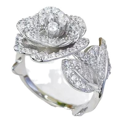 满钻玫瑰花设计感戒指