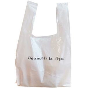 网红白色法文手提食品打包袋烘焙甜点面包西点手拎塑料透明袋定制