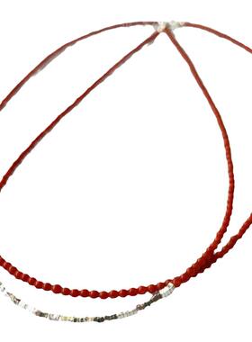 纯银女款小米珠方块项链细款颈饰