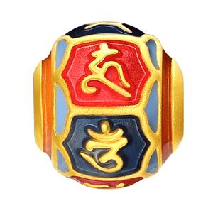 潮宏基好事发生足金串珠黄金转运珠5D硬金珐琅礼物六字真言祝福女