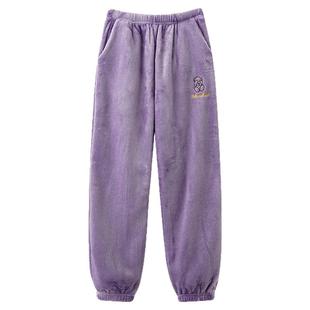 2026年新款法兰绒秋冬女士加绒保暖裤大码休闲舒适珊瑚绒暖居家裤