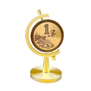 纯黄铜小目标一个亿转转1亿地球仪车载小摆件办公桌面摆件工艺品
