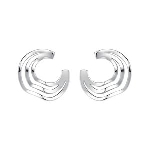 明牌珠宝铂金PT950耳饰 白金洄纹不规则褶皱耳钉女士耳针BFH0073