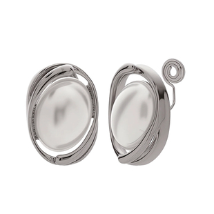 复古银流线型珍珠感蚊香盘耳夹小众艺术风金属环绕设计感耳钉耳饰