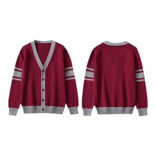 儿童绿色毛衫小学生校服针织衫男童春秋毛衣班服女童针织外套衣服
