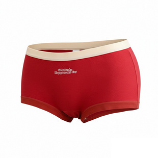 莫妮朵2025新款红运内裤女纯棉10A加长抗菌中腰印花甜美圣诞少女