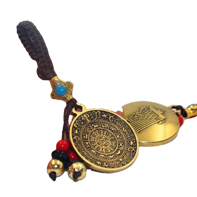 纯黄铜汽车钥匙扣九宫八卦牌