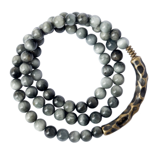 卓岸林原创复古鹰眼石多层手链中性 个性多圈石珠子手串 百搭饰品