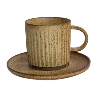 Hi德尔菲150mL迷你咖啡杯碟套装新款陶瓷下午茶杯复古小众设计风