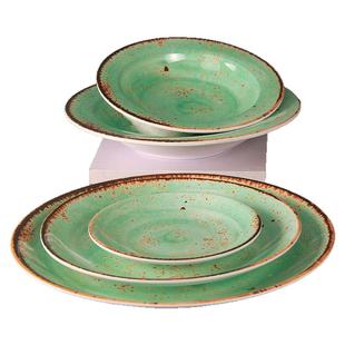 圆形盘子菜盘中式复古风炒菜盘创意火锅盘浅盘西餐盘加厚宽沿盘子