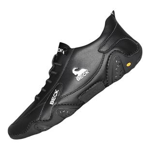 公羊男鞋2026春季新款日常休闲皮鞋男款牛皮男士一脚蹬低帮软底鞋