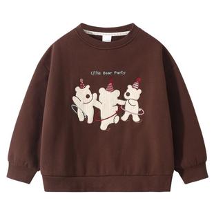 植木童装 儿童卫衣2025秋冬新款中大童小熊加绒男童卫衣女童卫衣
