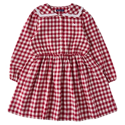 蓝狗25FW秋格纹翻领连衣裙