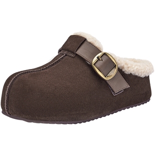 热风加绒勃肯鞋女2025年冬季新款复古毛毛鞋厚底棉鞋雪地靴半拖鞋