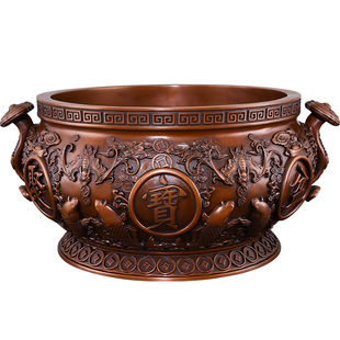 紫铜聚宝盆摆件纯铜八方来财聚宝盆实心2026招客厅办公室礼品大号