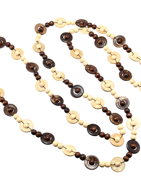 新中式复古椰壳串珠双层叠戴项链