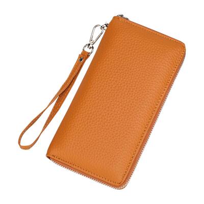 时尚简约真皮防消磁长款手拎钱包