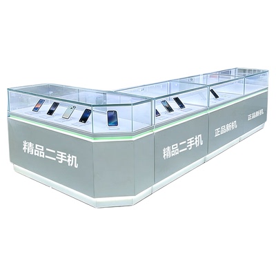 新款手机展示柜台透明玻璃柜二手机店转角柜定制靠墙架立配件高柜