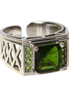 捷克陨石戒指银镶嵌原创设计