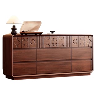 全实木九斗柜卧室靠墙置物抽屉床尾储物柜立柜中古风五斗柜收纳柜