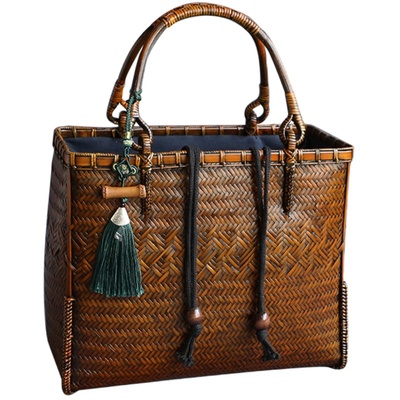 竹编日式竹编复古风手提包女包