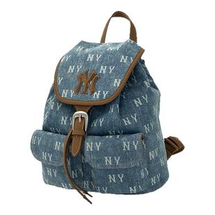 MLB官方男女情侣满印老花时尚百搭通勤牛仔双肩包25秋冬新款BKM06