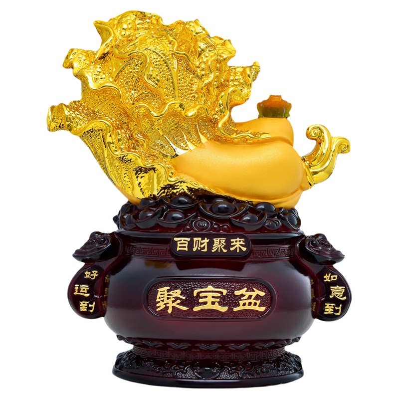百财聚来沙金白菜招财进宝摆件