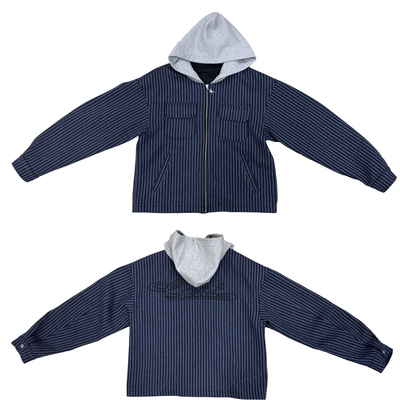 CENSMADE羊毛混纺条纹拉链卫衣