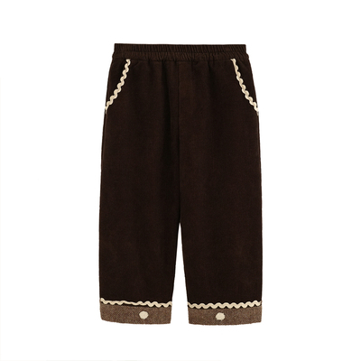 女童纯棉灯芯绒裤子冬加绒休闲裤