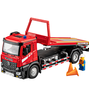 电动平板拖车玩具儿童超大号合金工程道路救援汽车模型玩具车男孩