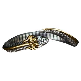 手午原创|世界衔尾蛇祖母绿戒指925银男女情侣嘻哈朋克蛇形活口