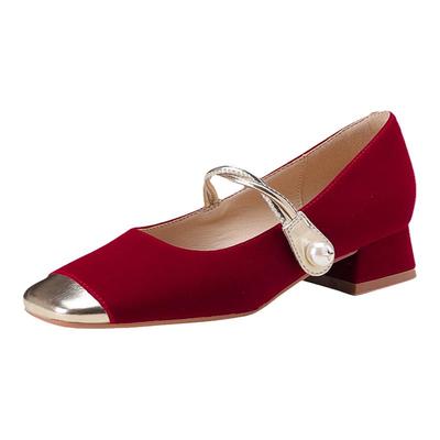 红色3公分不累脚法式婚鞋