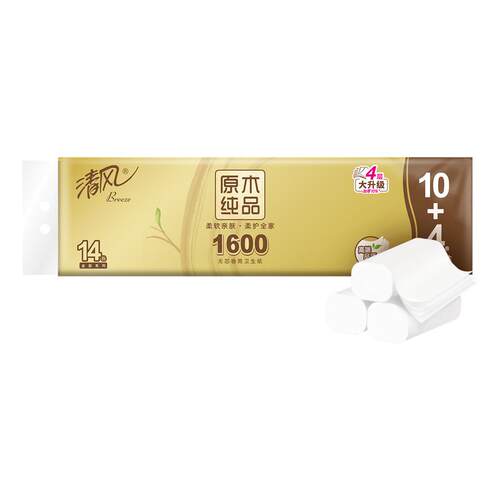 清风金装卷纸无芯4层加厚1600克1提筒纸厕纸家用手纸卫生纸巾ms
