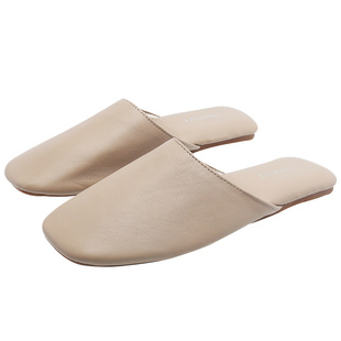 秋季轻奢高级感头层小羊皮拖鞋女真皮家居防滑轻声牛筋底居家鞋男