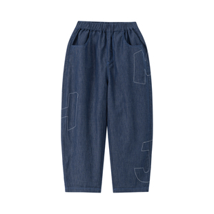 漫画家【软软牛仔】儿童牛仔裤夏新品轻薄透气宽松廓形牛仔长裤男