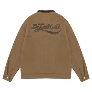 BJHG不计后果美式复古夹克男款冬季PU皮拼接潮牌休闲美式工装外套