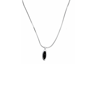 Aries S925纯银水滴黑玛瑙项链小众个性高级轻奢锁骨链白玉髓颈链