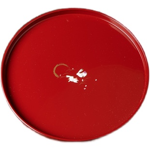 日本进口 山中漆器金彩樱花松竹梅一人丸盆日式漆器茶盘小托盘子