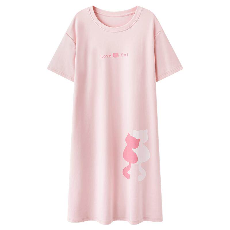 顶瓜瓜睡裙女士春夏季纯棉中长款连衣裙休闲宽松睡衣带胸垫家居服