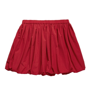 IIIVIVINIKO2025秋新款甜美廓形尼龙抽褶花苞短裙女M530743059A