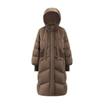 艾莱依女士羽绒服冬季2024新款长款设计感时尚连帽宽松鸭绒外套
