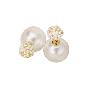 卡洛美珍花颜珠耳环女倪妮同款925银针珍珠耳钉一款两戴气质耳饰