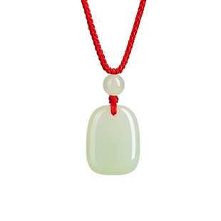 庆祥泰天然和田玉吊坠平安真品无事牌挂绳女款本命年无字玉石项链