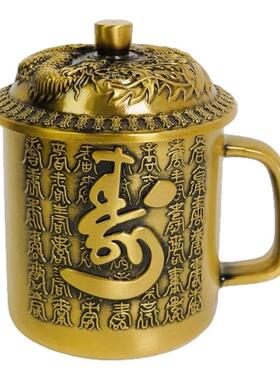 福寿茶缸 百福铜茶杯 铜茶缸 工艺品摆件 铜水杯