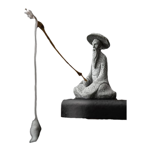 青砂石姜太公钓鱼茶宠摆件创意个性精品可以茶玩中式桌面装饰摆设