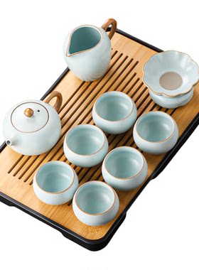 天青汝窑汝瓷功夫茶具套装2026新款家用轻奢高档茶杯泡茶专用整套