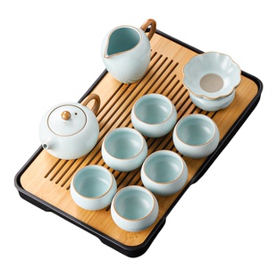 天青汝窑汝瓷功夫茶具套装2025新款家用轻奢高档茶杯泡茶专用整套