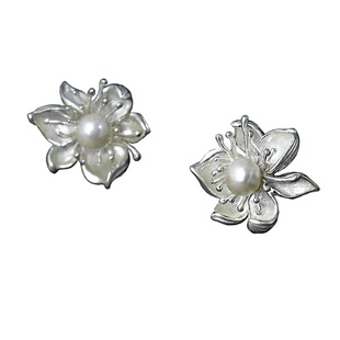 上觉/《梦幻空花》小众优雅端庄唯美大花朵原创银饰珍珠耳环耳钉