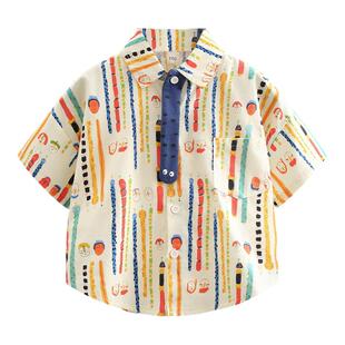 男童短袖衬衫2026新款儿童夏季衣服宝宝夏装韩版洋气潮单件衬衫潮